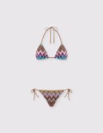 Bikini in viscosa lamé con macro zig zag